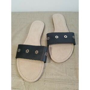 NEW LAUREN‎ CONRAD LOUANE BLACK SLIP ON SANDALS SLIDES WOMEN'S Medium